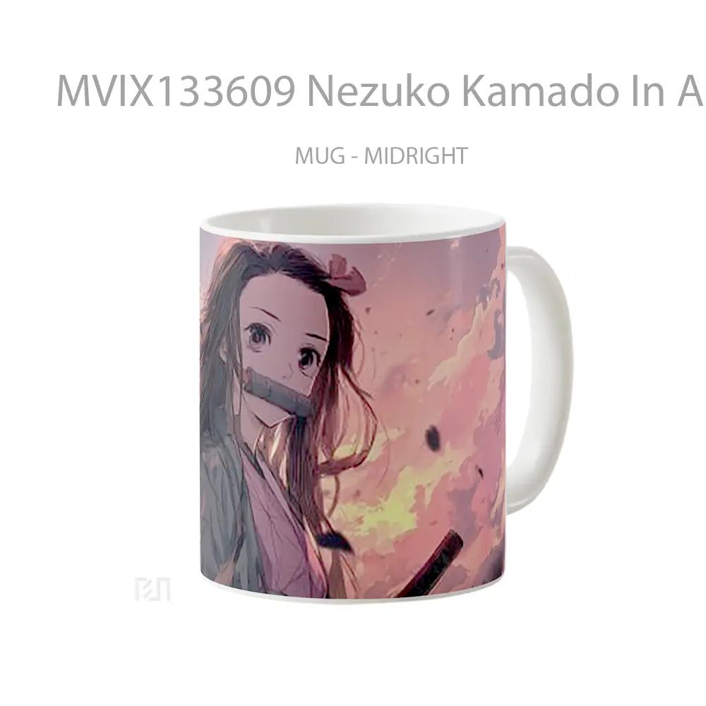 Mug Nezuko Kamado In A Pink Toned Environment Cangkir Anime - All-side / Desain