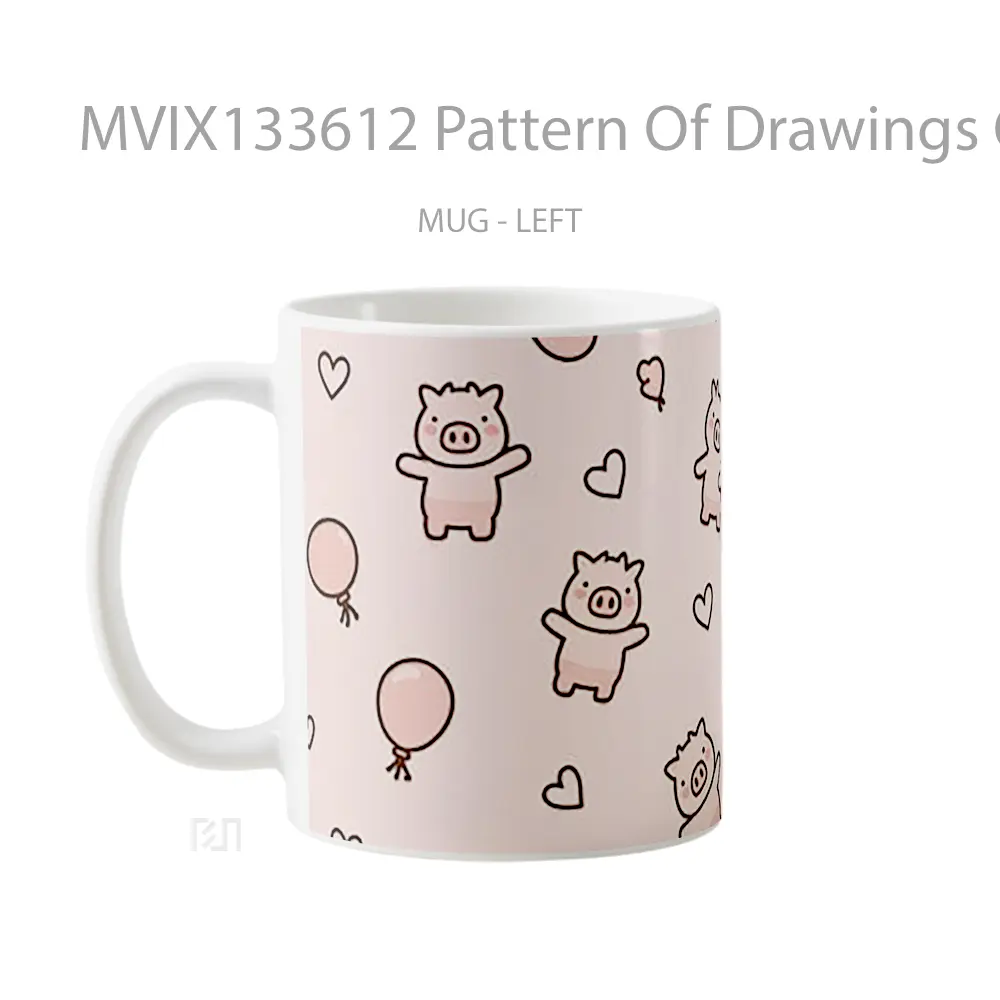 Mug Pattern Of Drawings Of Little Pigs Gelas Hewan Lucu - All-side / Desain