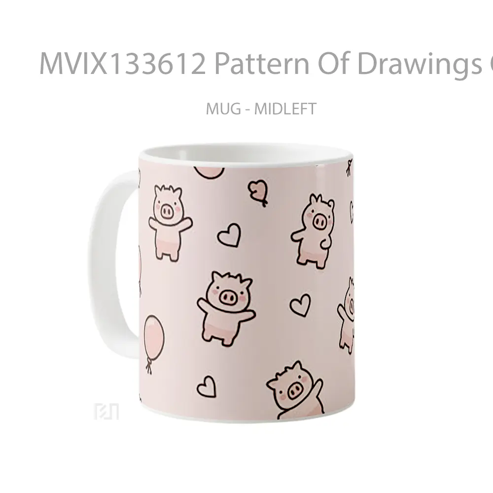 Mug Pattern Of Drawings Of Little Pigs Gelas Hewan Lucu - All-side / Desain
