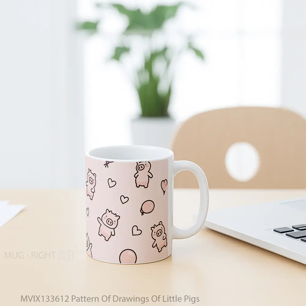 Mug Pattern Of Drawings Of Little Pigs Gelas Hewan Lucu - All-side / Desain