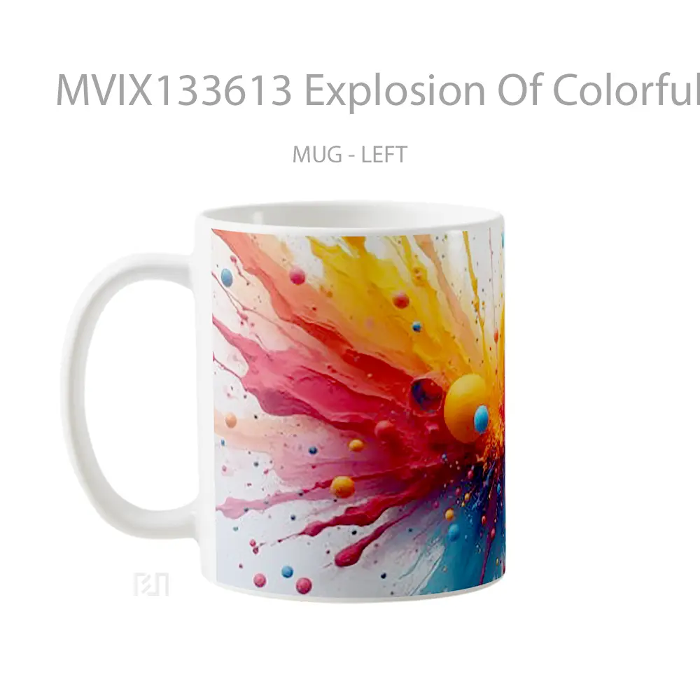 Mug Explosion Of Colorful Paint Gelas Keramik Unik - All-side / Desain