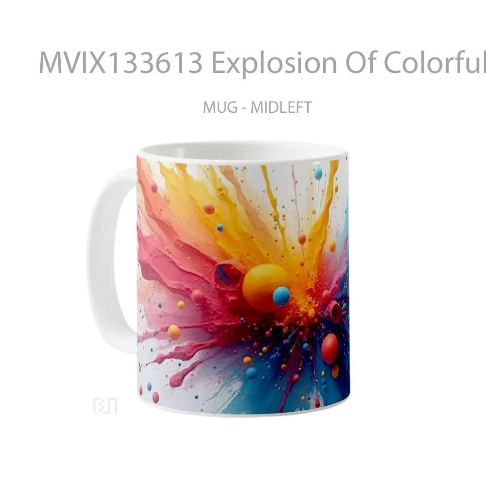 Mug Explosion Of Colorful Paint Gelas Keramik Unik - All-side / Desain