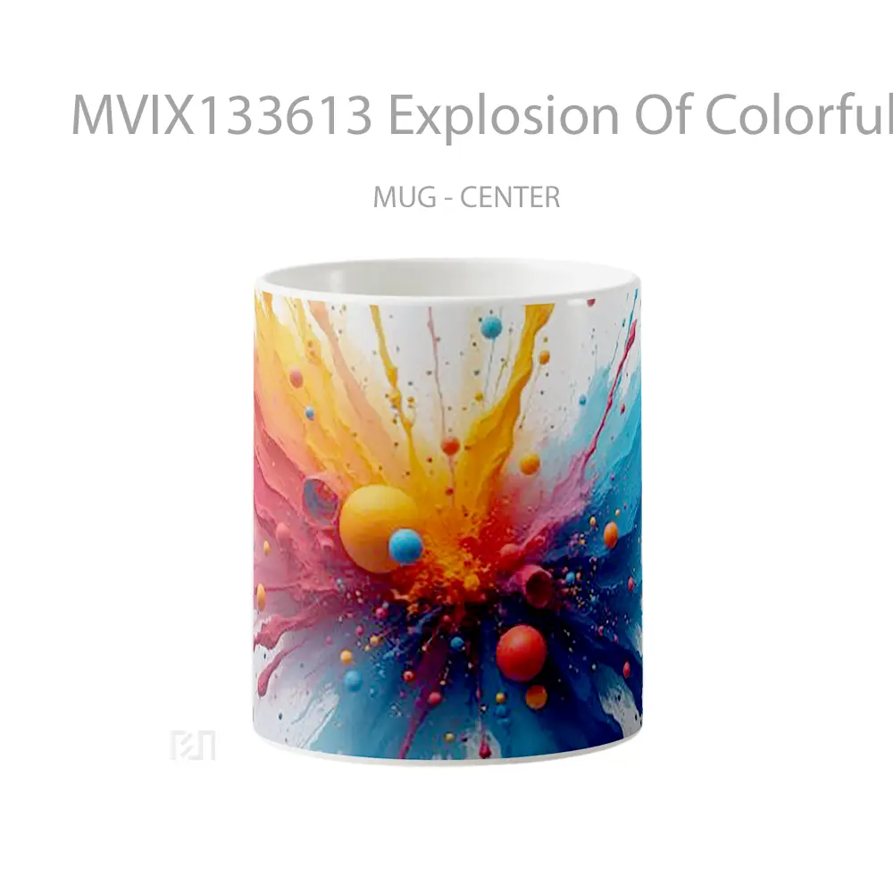 Mug Explosion Of Colorful Paint Gelas Keramik Unik