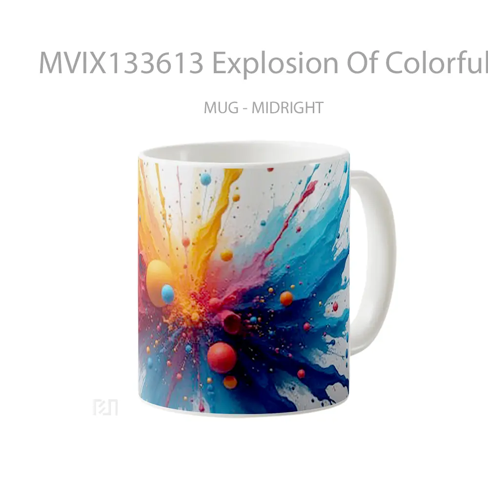 Mug Explosion Of Colorful Paint Gelas Keramik Unik - All-side / Desain