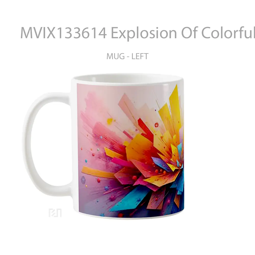 Mug Explosion Of Colorful Figures Gelas Keramik Unik - All-side / Desain