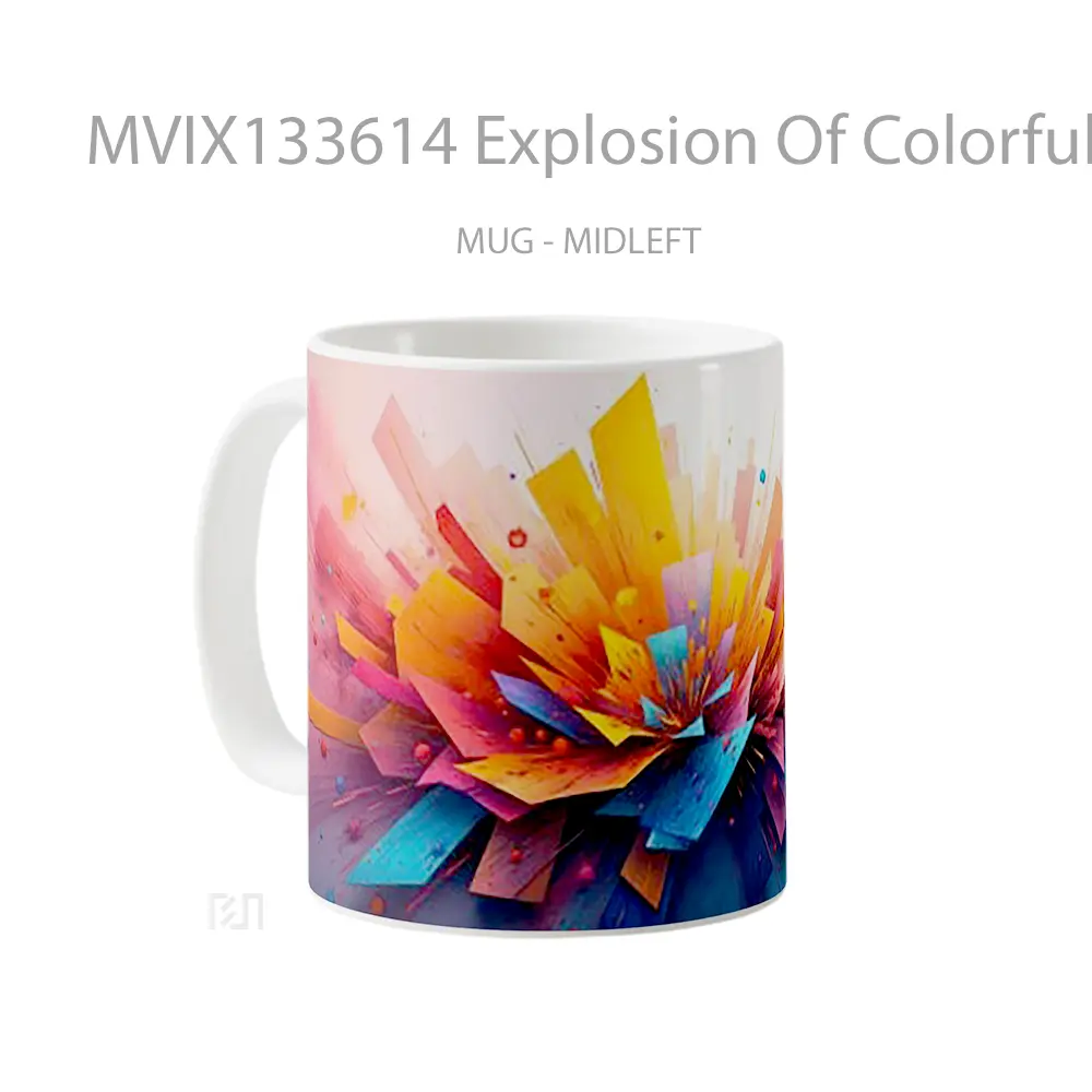 Mug Explosion Of Colorful Figures Gelas Keramik Unik - All-side / Desain