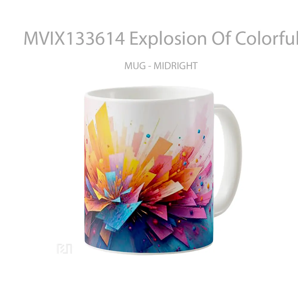Mug Explosion Of Colorful Figures Gelas Keramik Unik - All-side / Desain