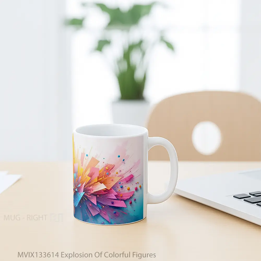 Mug Explosion Of Colorful Figures Gelas Keramik Unik - All-side / Desain