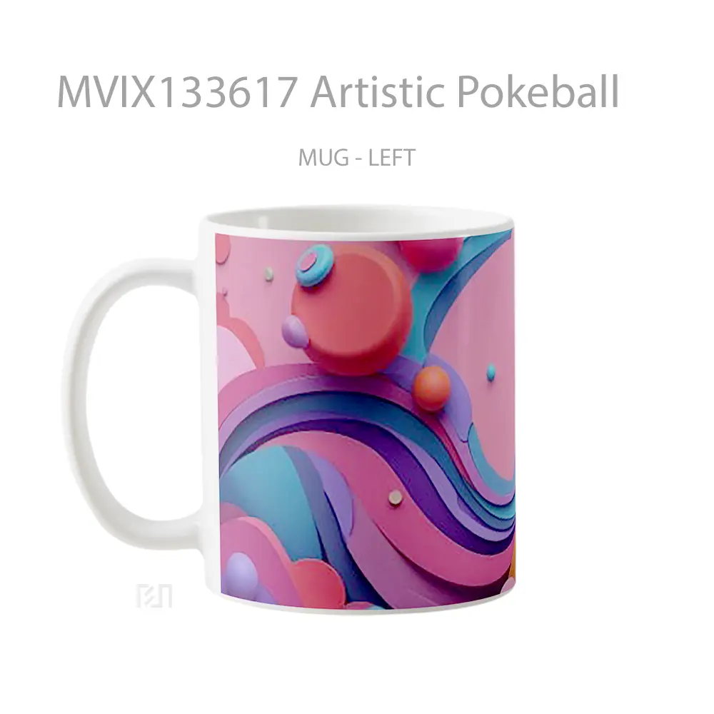 Mug Artistic Pokeball Gelas Keramik Unik - All-side / Desain