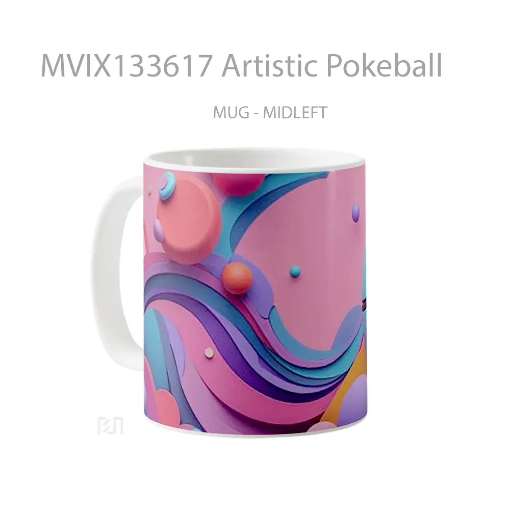 Mug Artistic Pokeball Gelas Keramik Unik - All-side / Desain