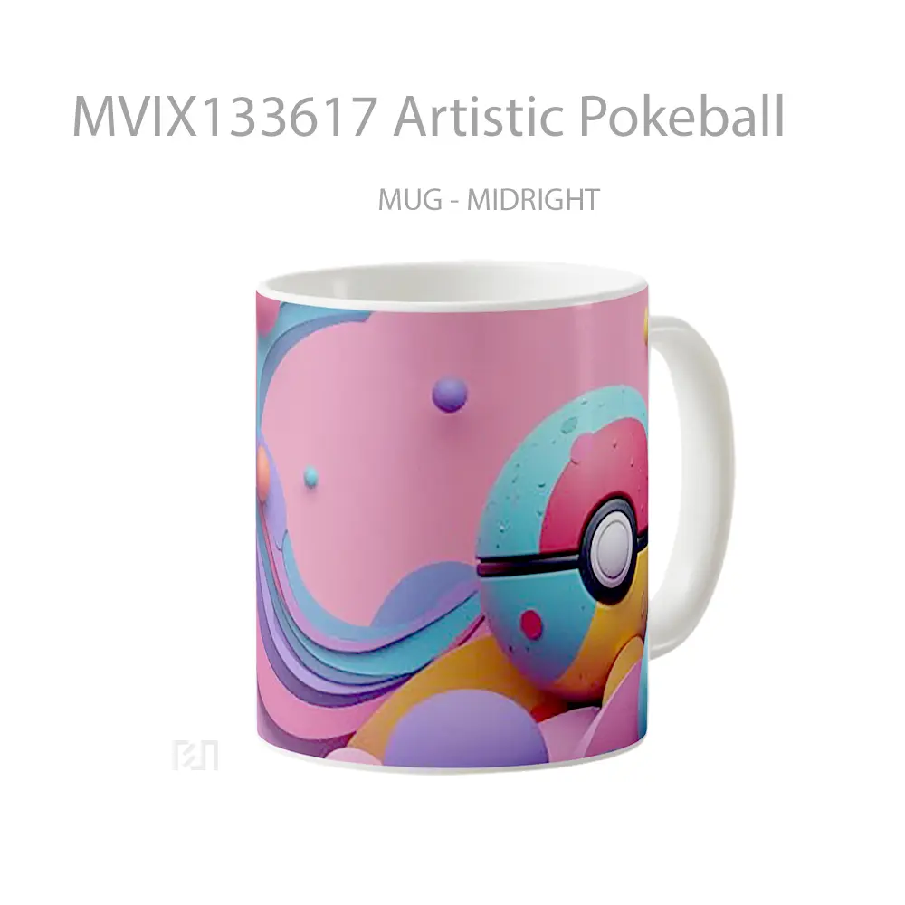 Mug Artistic Pokeball Gelas Keramik Unik - All-side / Desain