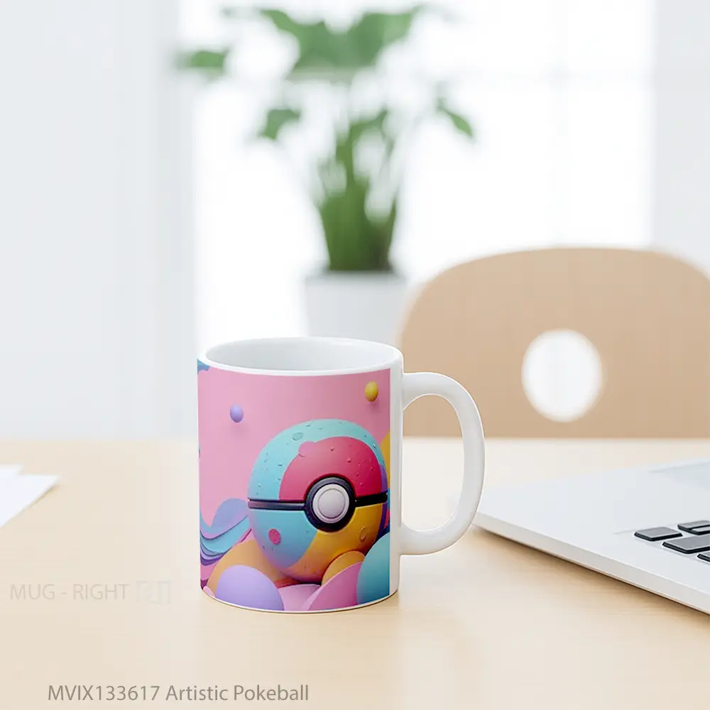 Mug Artistic Pokeball Gelas Keramik Unik - All-side / Desain