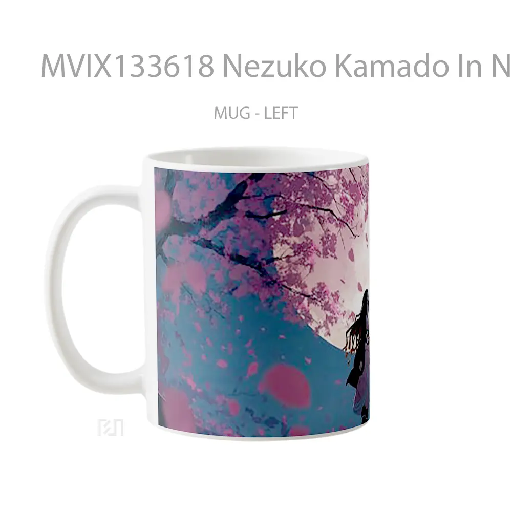 Mug Nezuko Kamado In Night Sky And Full Moon Landscape Cangkir Anime - All-side / Desain