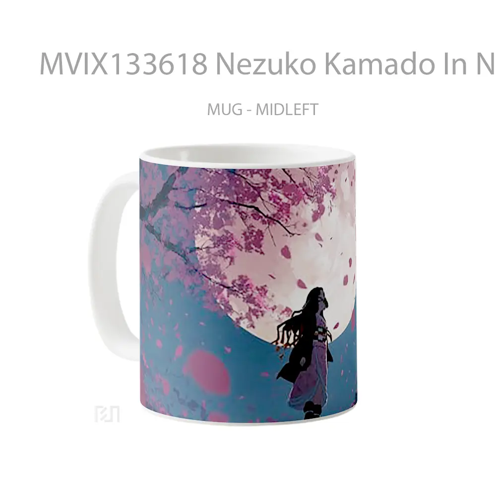 Mug Nezuko Kamado In Night Sky And Full Moon Landscape Cangkir Anime - All-side / Desain