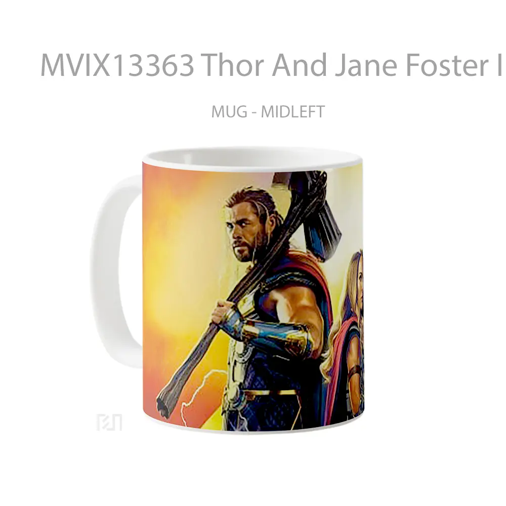 Mug Thor And Jane Foster In Thor Love And Thunder Gelas Superhero - All-side / Desain
