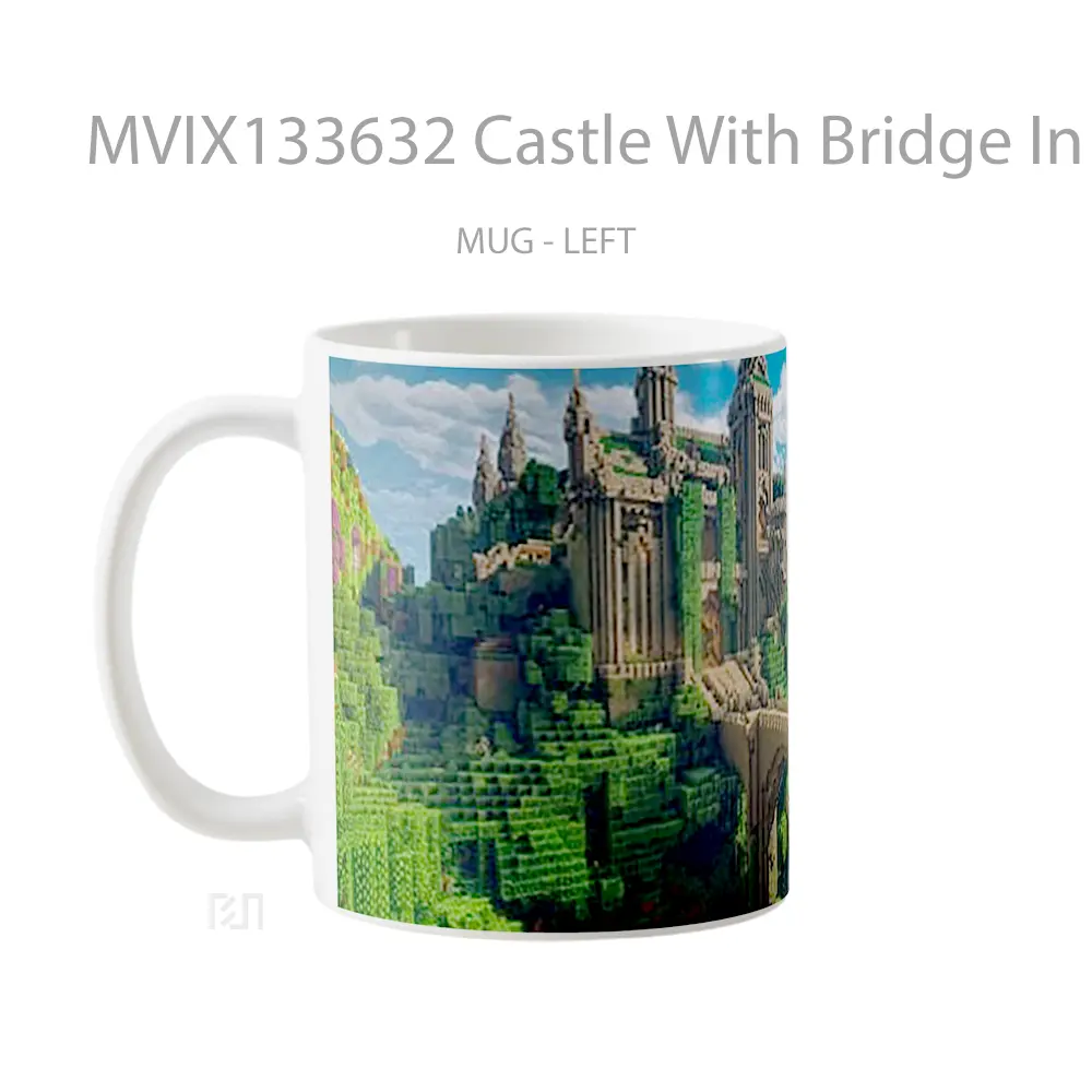 Mug Castle With Bridge In Minecraft Cangkir Gamer - All-side / Desain