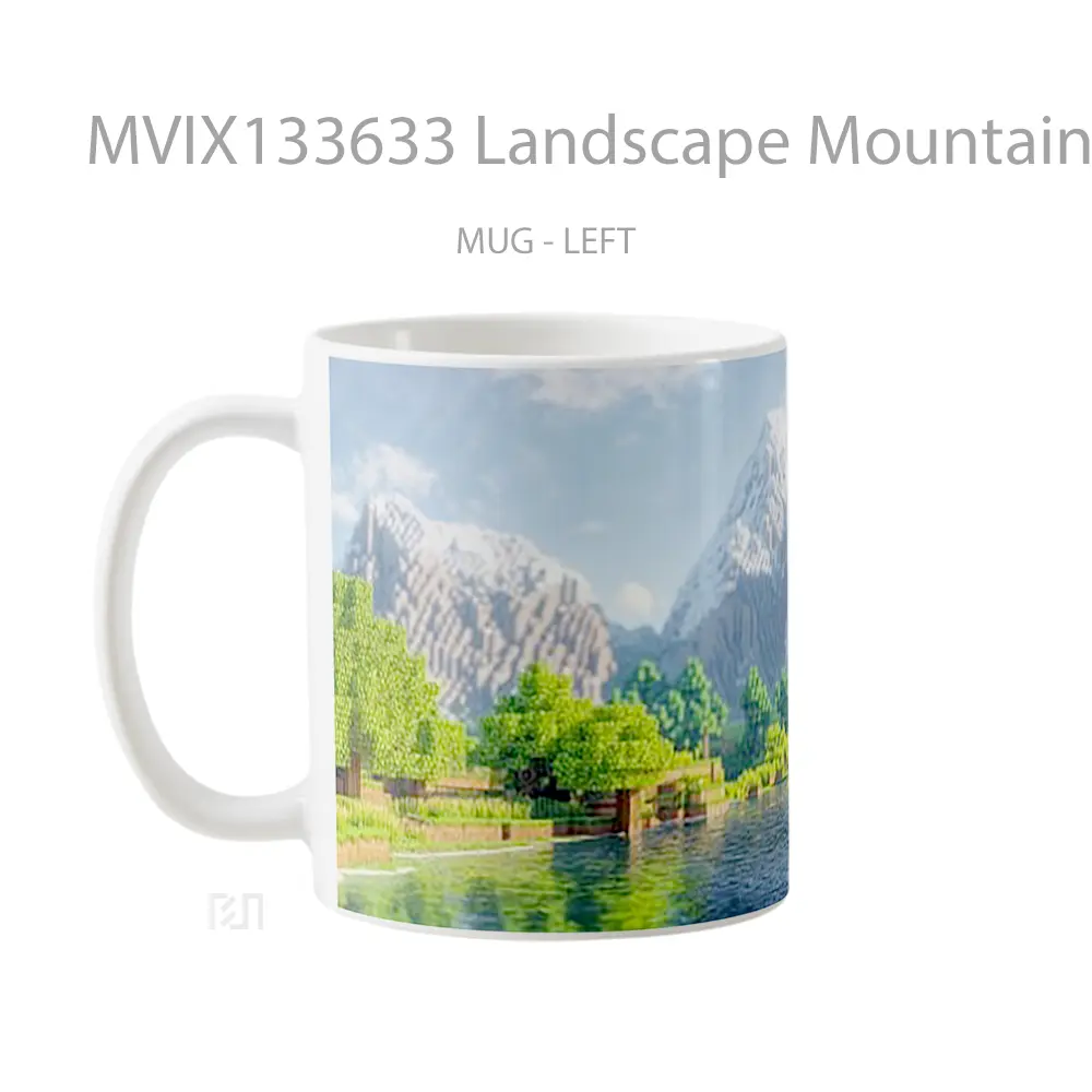 Mug Landscape Mountains And Lake In Minecraft Cangkir Gamer - All-side / Desain