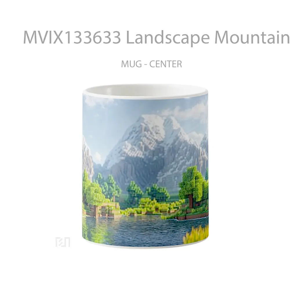 Mug Landscape Mountains And Lake In Minecraft Cangkir Gamer
