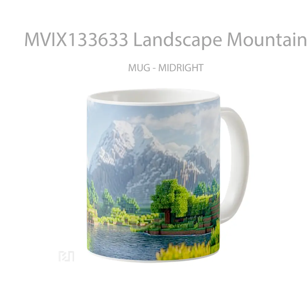 Mug Landscape Mountains And Lake In Minecraft Cangkir Gamer - All-side / Desain