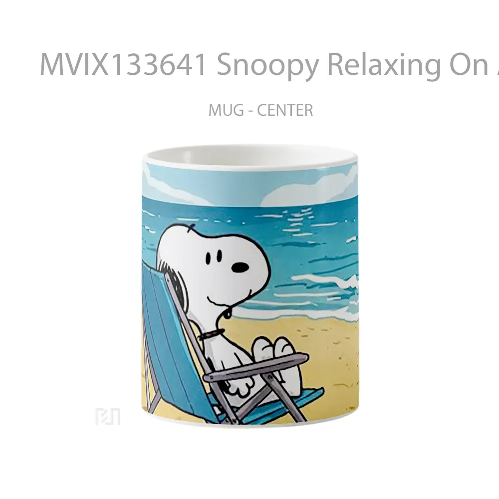 Mug Snoopy Relaxing On A Beach Chair Gelas Pemandangan Alam