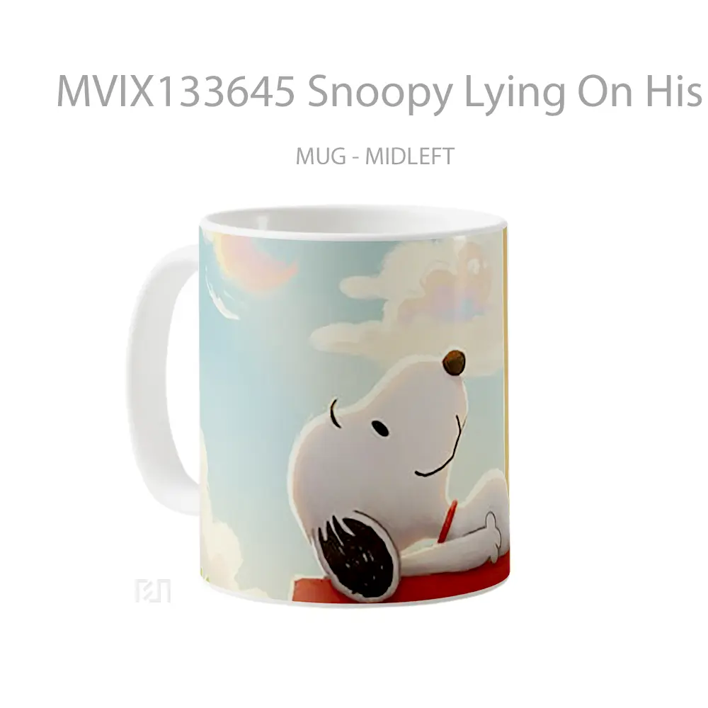 Mug Snoopy Lying On His House Gelas Keramik Unik - All-side / Desain