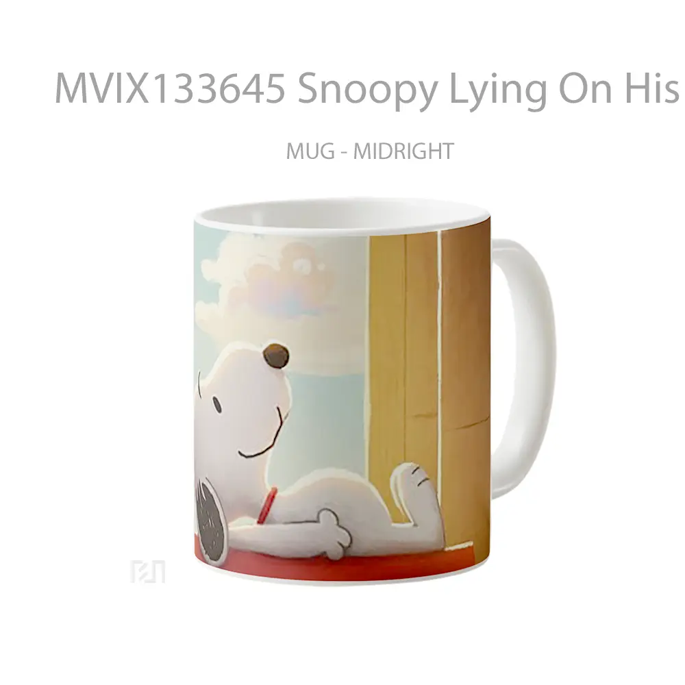Mug Snoopy Lying On His House Gelas Keramik Unik - All-side / Desain