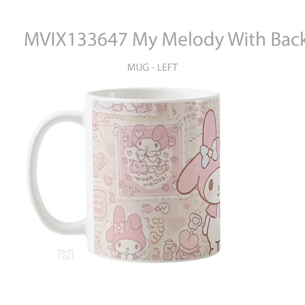 Mug My Melody With Background Patterns Gelas Keramik Unik - All-side / Desain