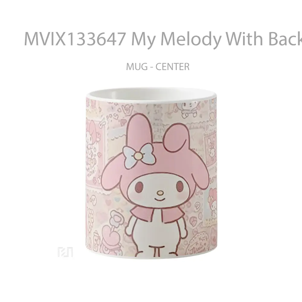 Mug My Melody With Background Patterns Gelas Keramik Unik