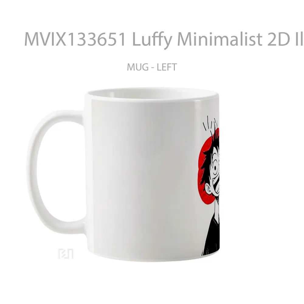 Mug Luffy Minimalist 2D Illustration Cangkir Anime - All-side / Desain