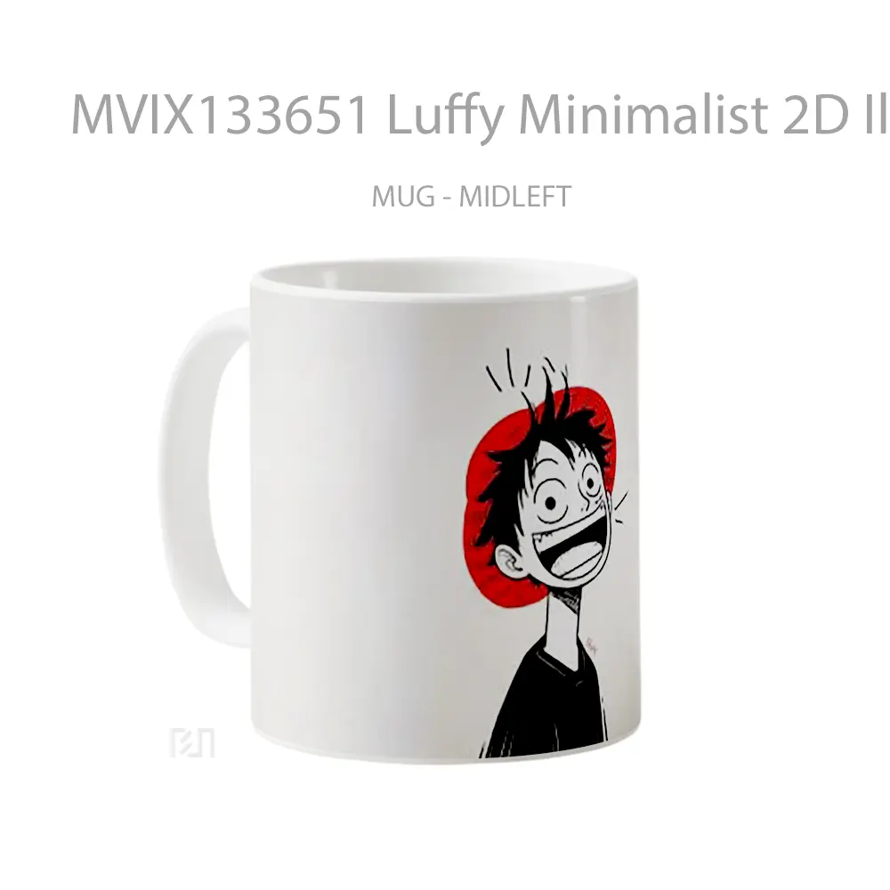Mug Luffy Minimalist 2D Illustration Cangkir Anime - All-side / Desain