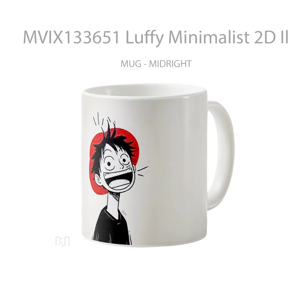Mug Luffy Minimalist 2D Illustration Cangkir Anime - All-side / Desain