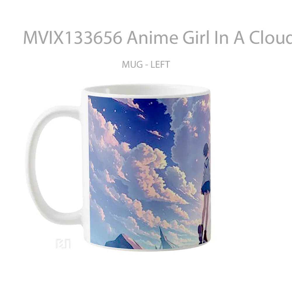Mug Anime Girl In A Cloud Landscape Cangkir Anime - All-side / Desain