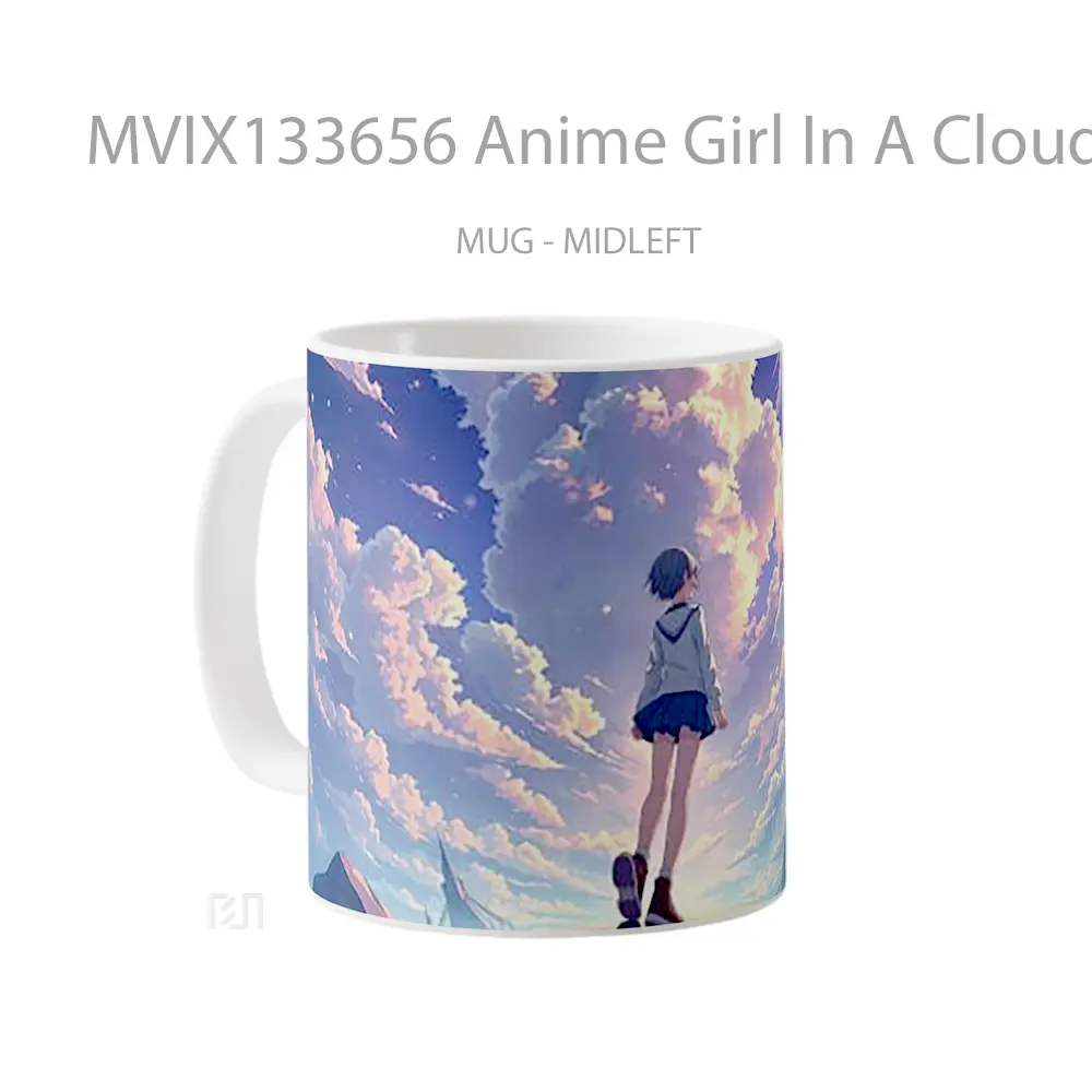 Mug Anime Girl In A Cloud Landscape Cangkir Anime - All-side / Desain
