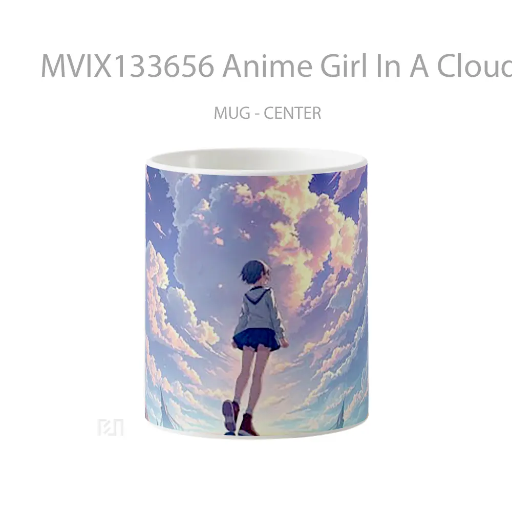 Mug Anime Girl In A Cloud Landscape Cangkir Anime