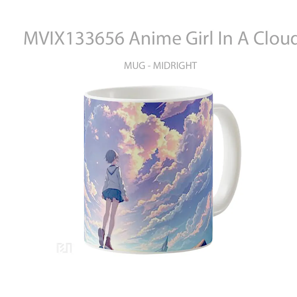 Mug Anime Girl In A Cloud Landscape Cangkir Anime - All-side / Desain