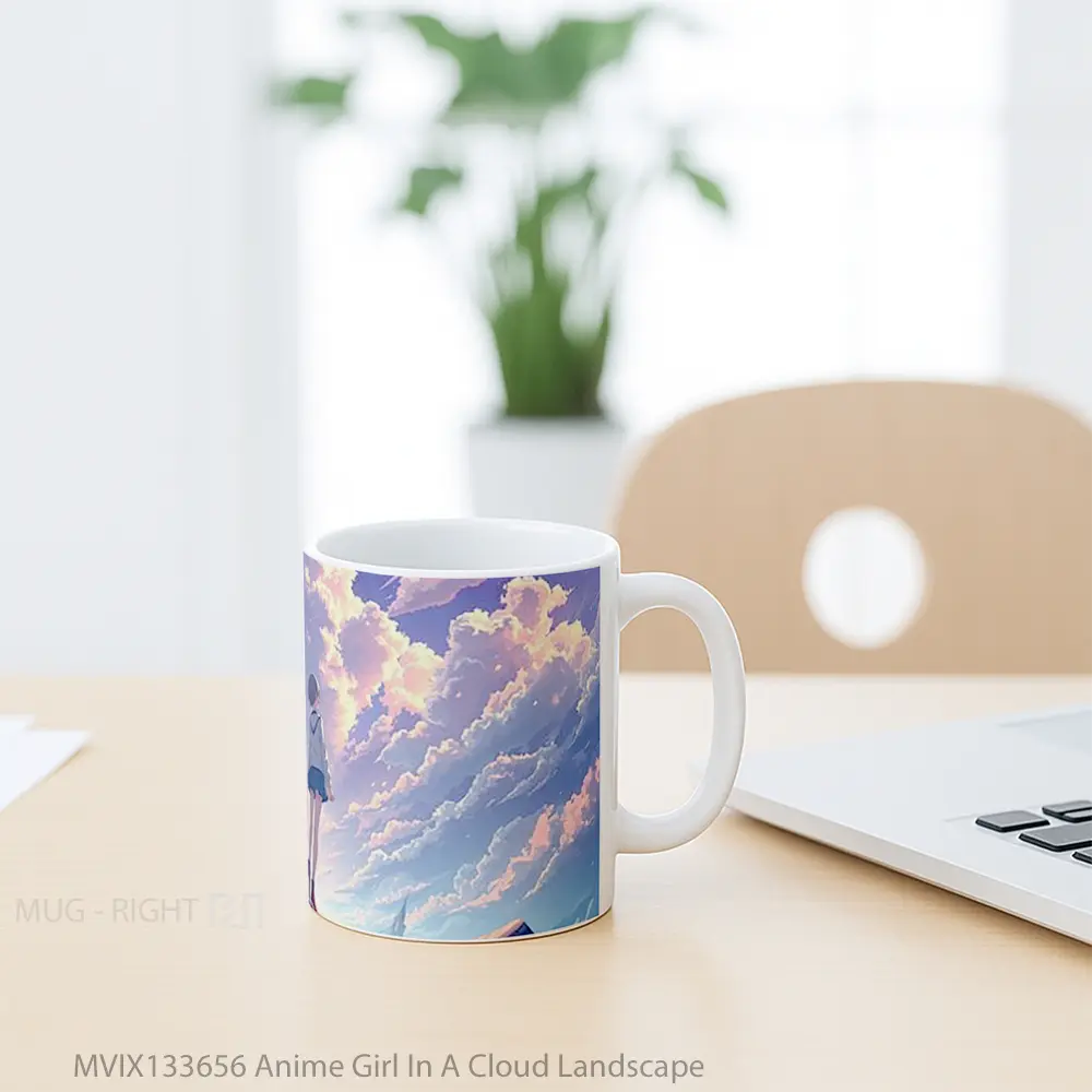 Mug Anime Girl In A Cloud Landscape Cangkir Anime - All-side / Desain