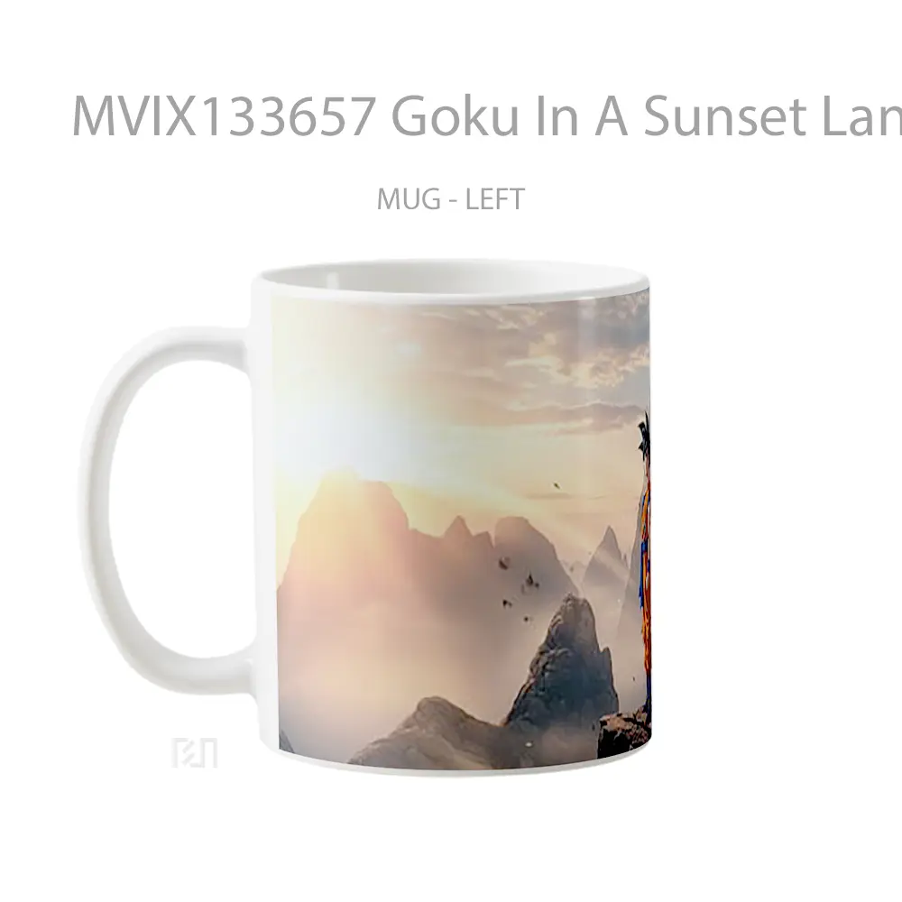 Mug Goku In A Sunset Landscape Cangkir Anime - All-side / Desain