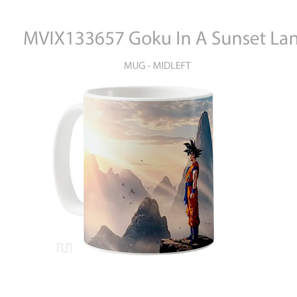 Mug Goku In A Sunset Landscape Cangkir Anime - All-side / Desain