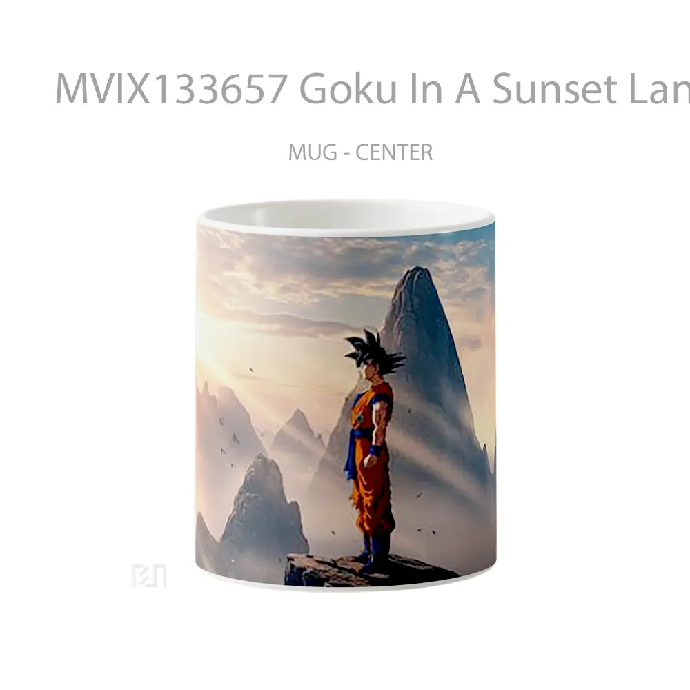 Mug Goku In A Sunset Landscape Cangkir Anime