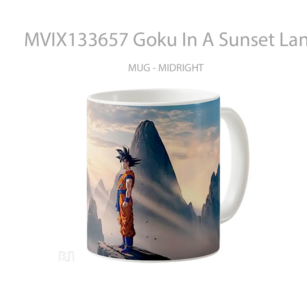 Mug Goku In A Sunset Landscape Cangkir Anime - All-side / Desain