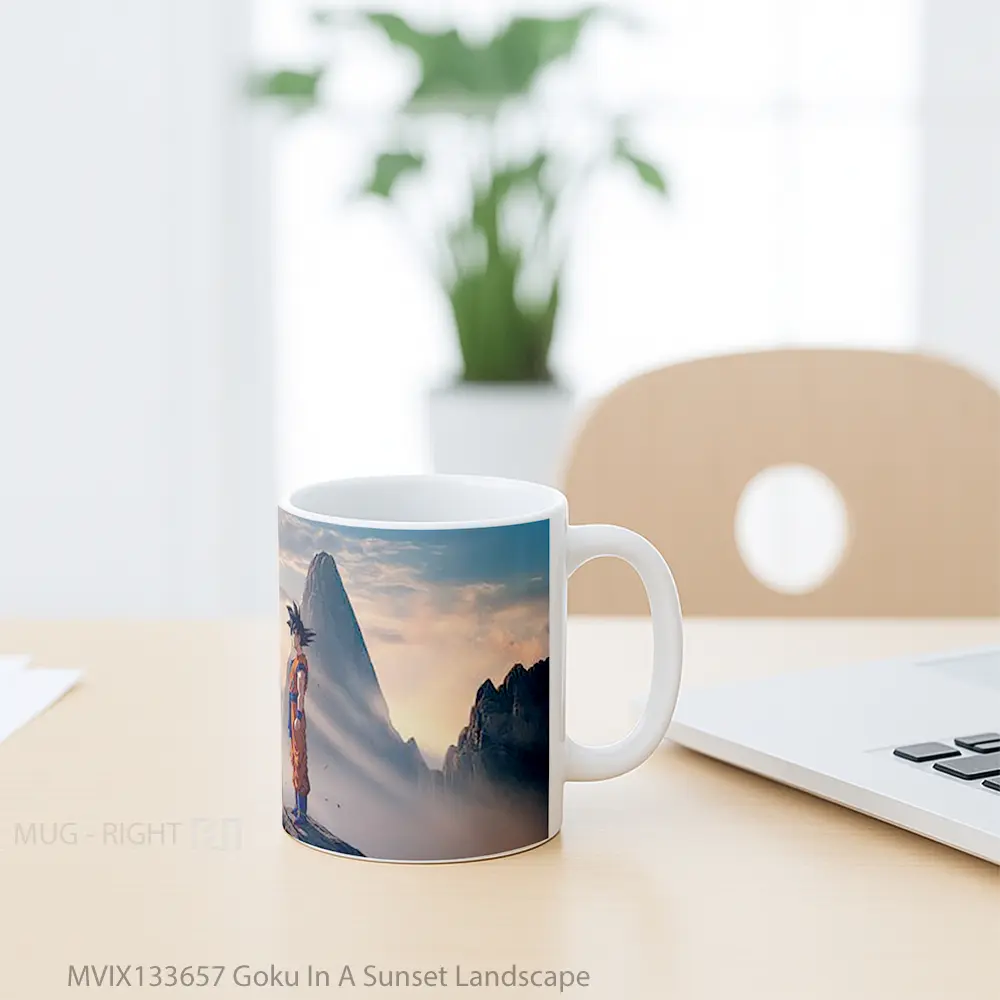 Mug Goku In A Sunset Landscape Cangkir Anime - All-side / Desain