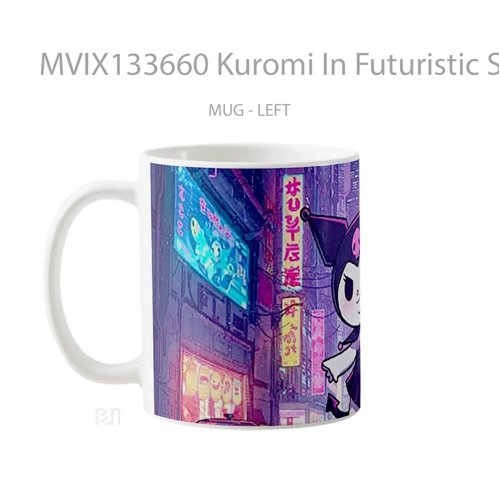 Mug Kuromi In Futuristic Sci Fi City Gelas Keramik Unik - All-side / Desain