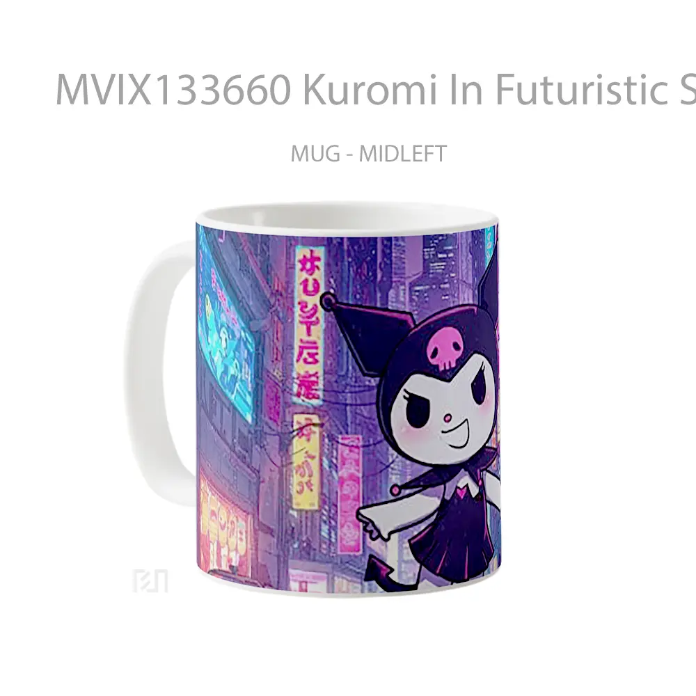 Mug Kuromi In Futuristic Sci Fi City Gelas Keramik Unik - All-side / Desain
