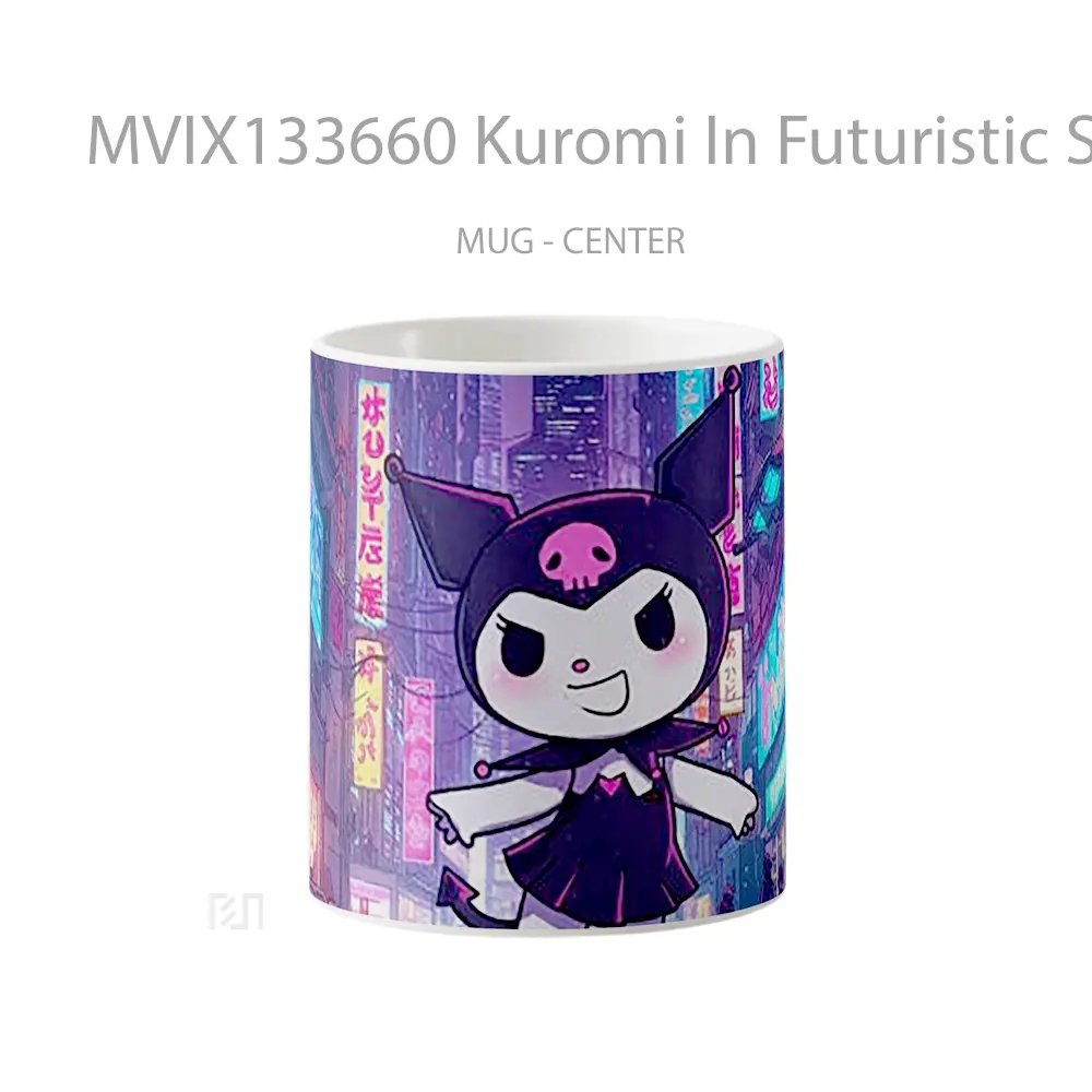 Mug Kuromi In Futuristic Sci Fi City Gelas Keramik Unik