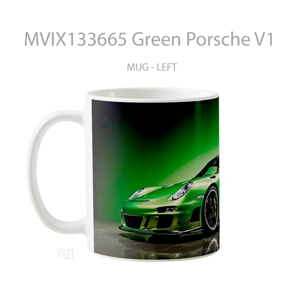 Mug Green Porsche V1 Cangkir Mobil - All-side / Desain