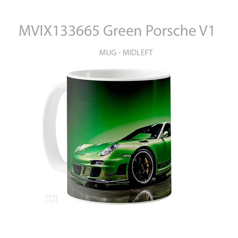 Mug Green Porsche V1 Cangkir Mobil - All-side / Desain