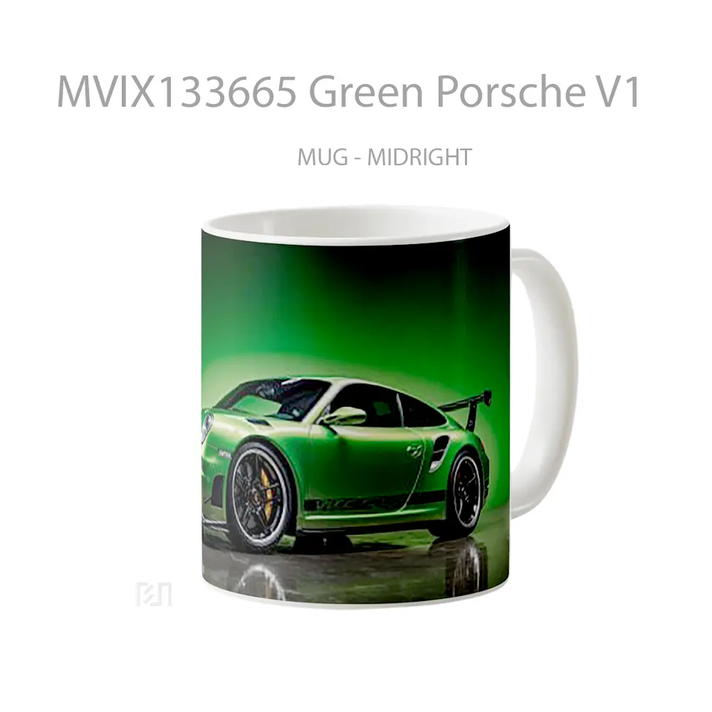 Mug Green Porsche V1 Cangkir Mobil - All-side / Desain