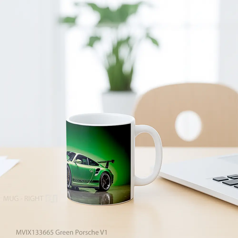 Mug Green Porsche V1 Cangkir Mobil - All-side / Desain