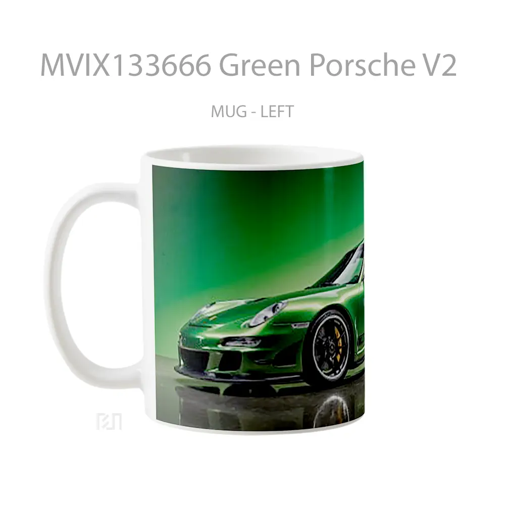 Mug Green Porsche V2 Cangkir Mobil - All-side / Desain