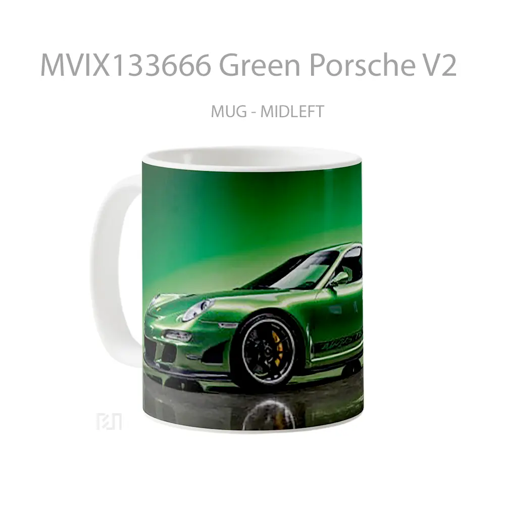 Mug Green Porsche V2 Cangkir Mobil - All-side / Desain